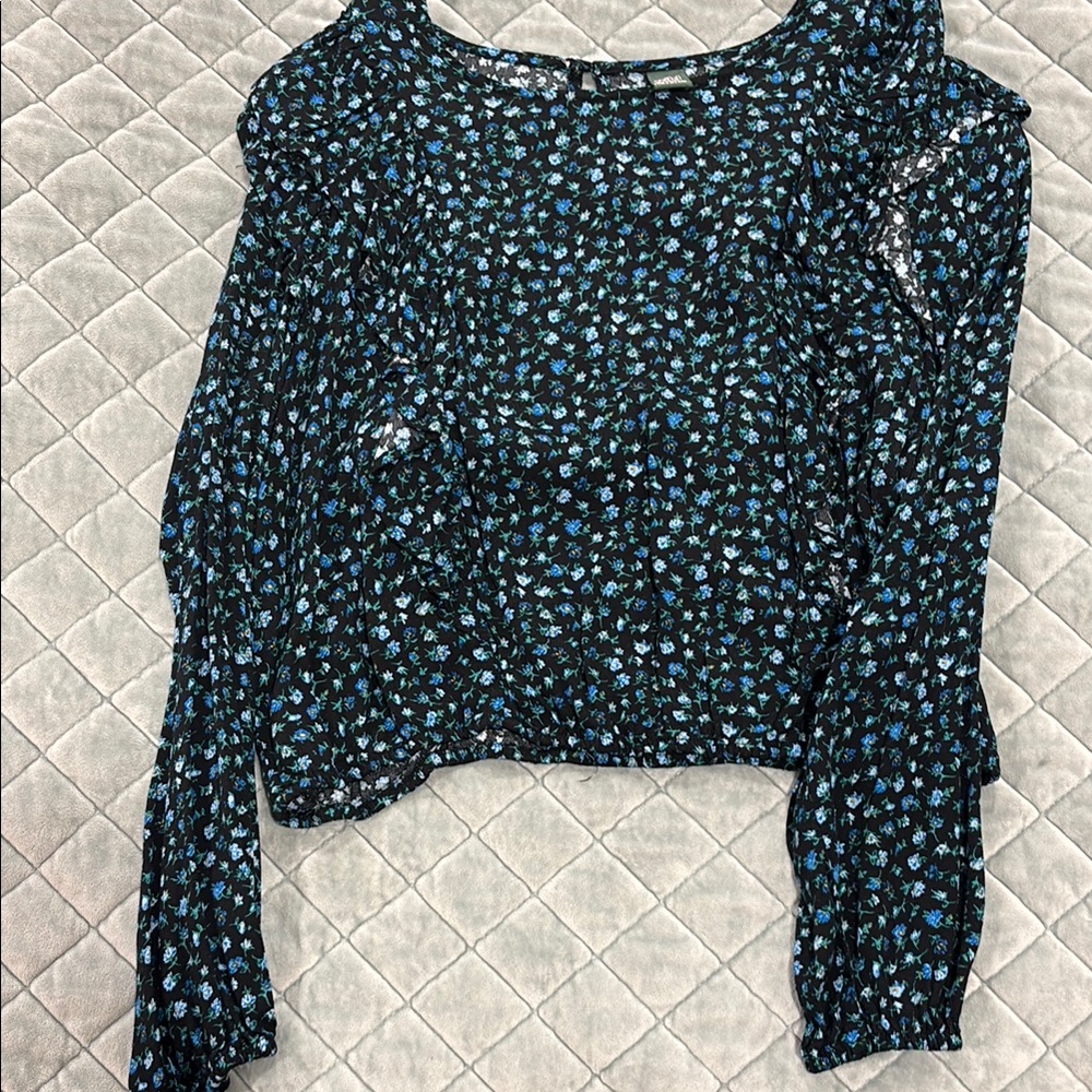 Floral Black and Blue Women's Top